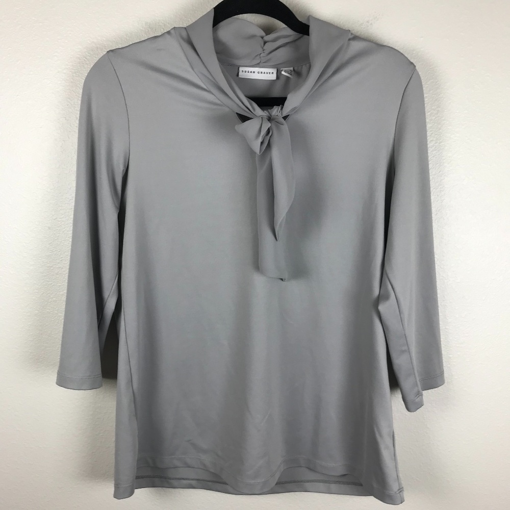 Susan Graver Tie Neck Blouse
